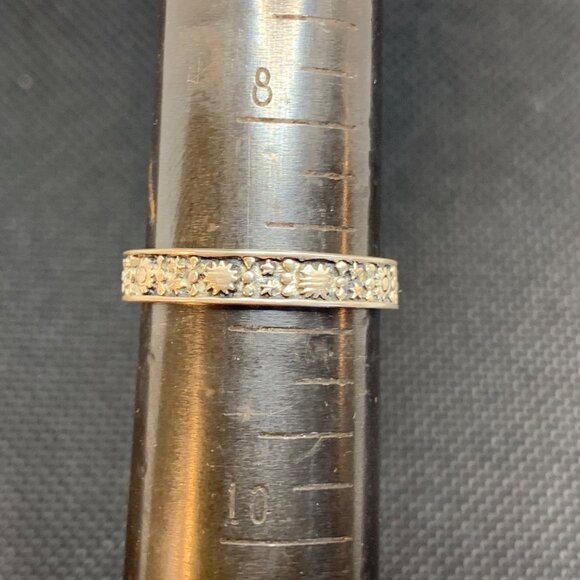 VTG Sterling Silver 925 Sun & Star Design Cigar Style 3.7mm Band Ring Size 8.75 - Picture 6 of 8